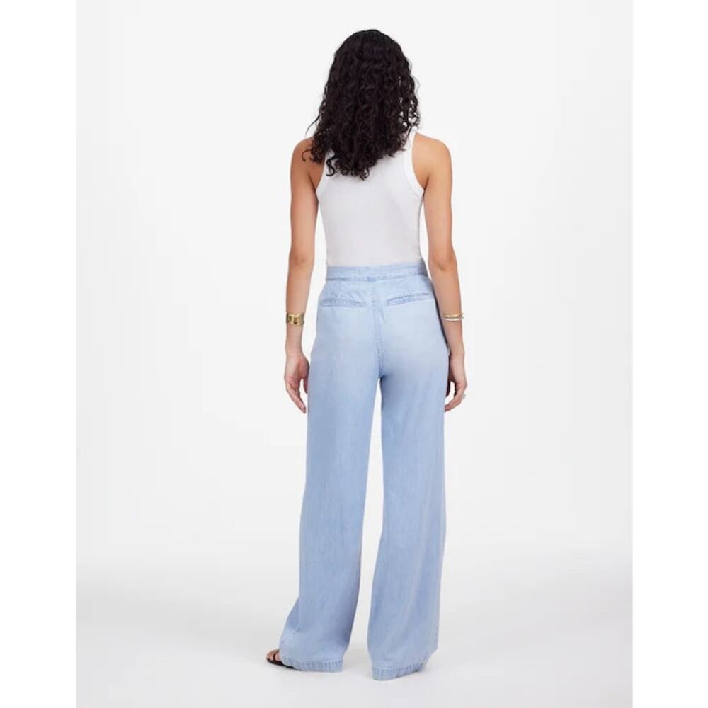 Madewell The Harlow Wide-Leg Jeans Airy Denim Sz 32 Noll Wash Pleated Baggy - Picture 2 of 14